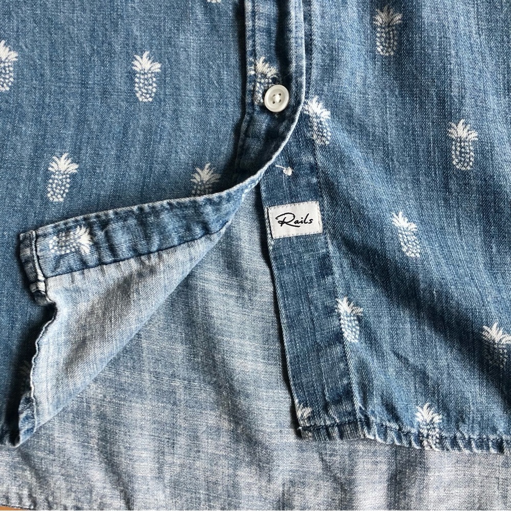 Rails Denim Short Sleeve Button Down With Pineapp… - image 7